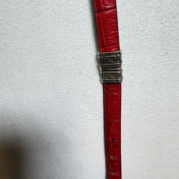 Brighton Reversible Leather Belt Black Red Faux Reptile Silver Tone Buckle M/L main image 11
